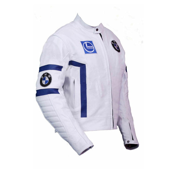 Men White Leather BMW Motorcycle Jacket | BMW Jacket
