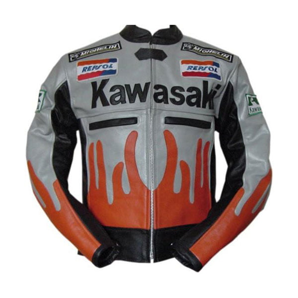 Kawasaki Leather Motorcycle Jacket | BMJ Man Kawasaki Jacket